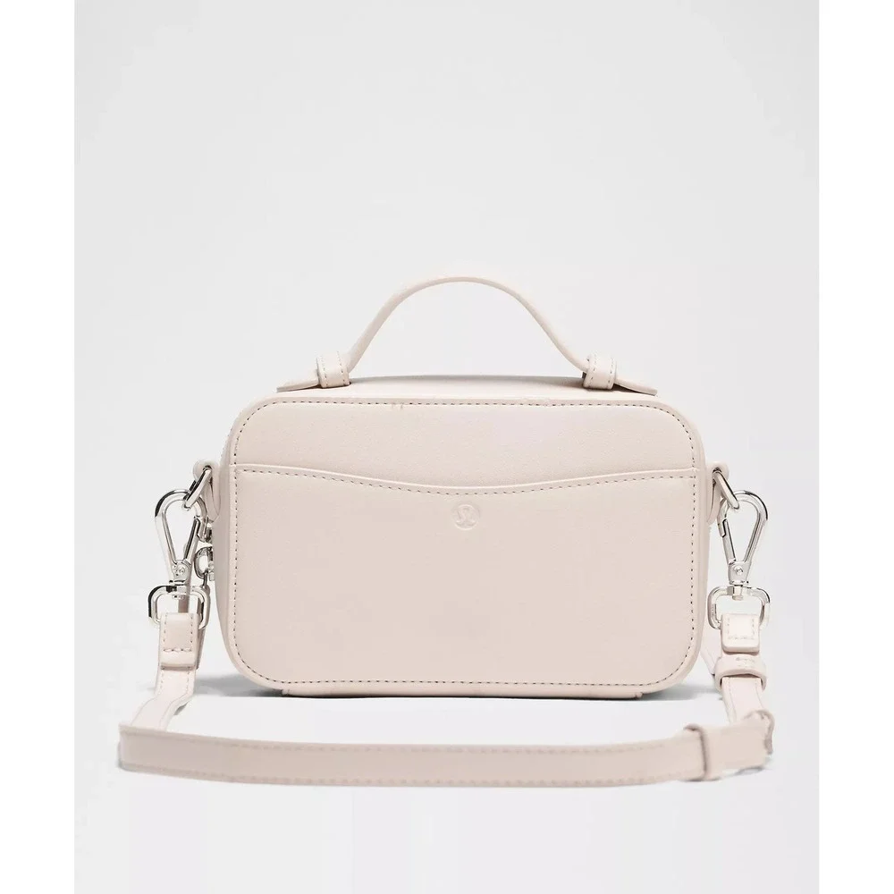 Lululemon-Leather Alternative Camera Crossbody Bag-Cashew/Silver
